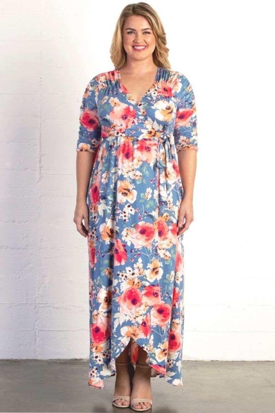 Kiyonna Meadow Dream Dress 1X Maxi Cottagecore True Wrap Party Feminine Floral